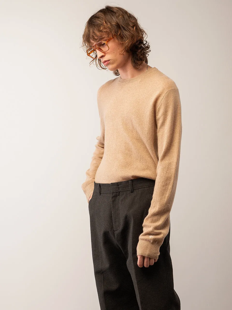 Men Crew Neck Sweater_Camel