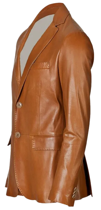 Mens Bryce Front Button Genuine Lambskin Leather Blazer