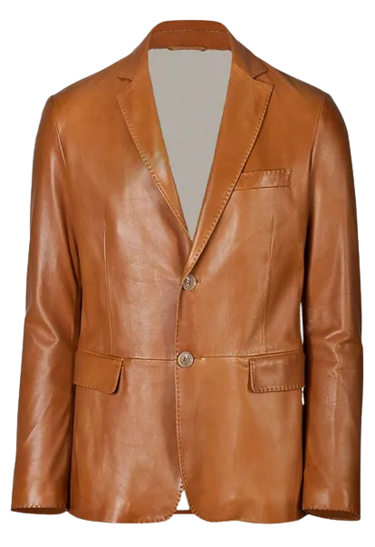 Mens Bryce Front Button Genuine Lambskin Leather Blazer