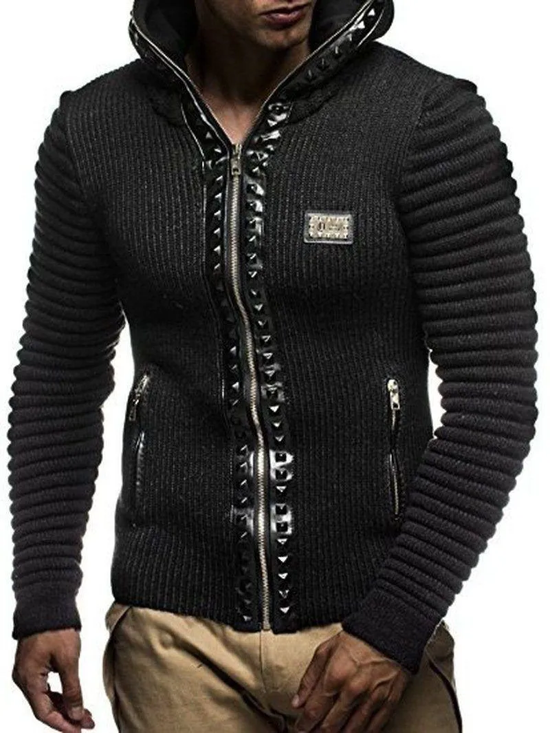 Men's Cardigan Knitted Hooded Zipper Sweater