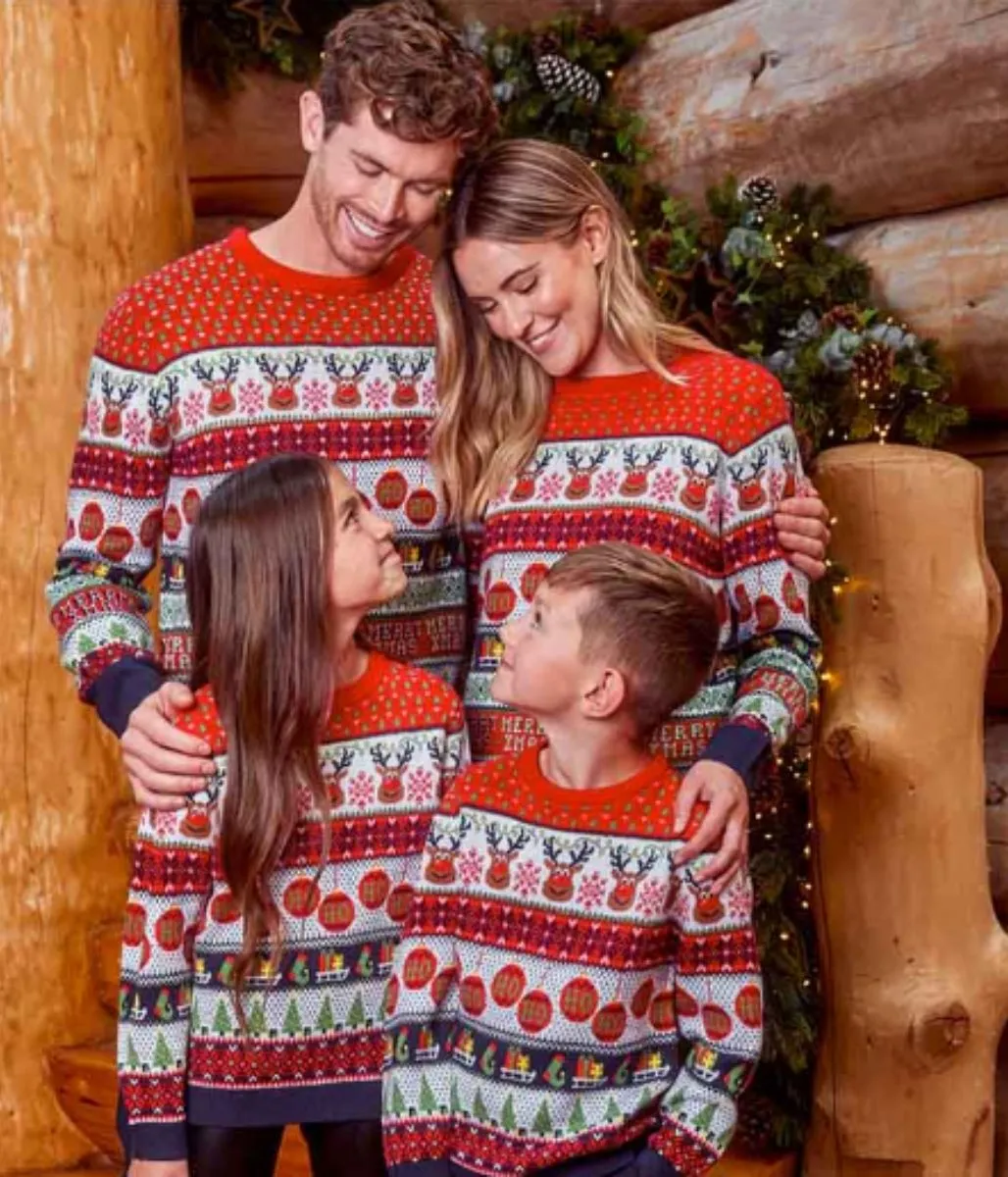 Mens Reindeer Matching Family Christmas Jumper