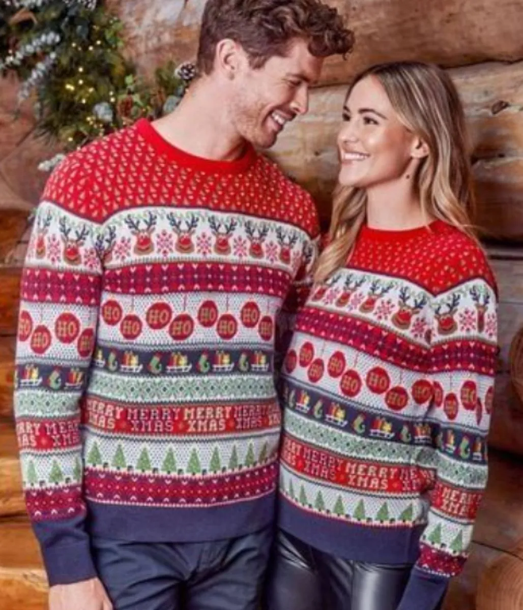 Mens Reindeer Matching Family Christmas Jumper