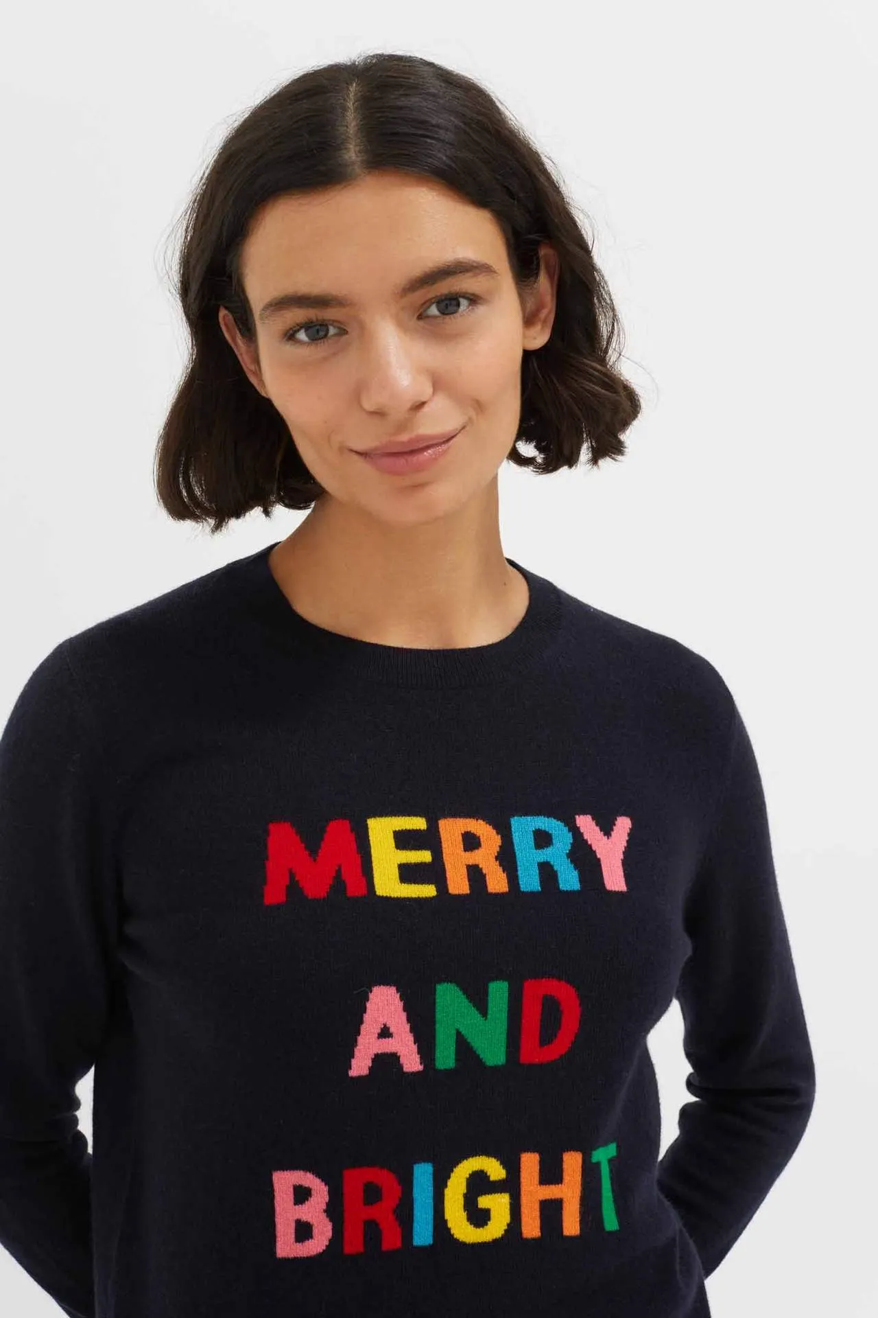 Merry And Bright Sweater, Navy/Multi