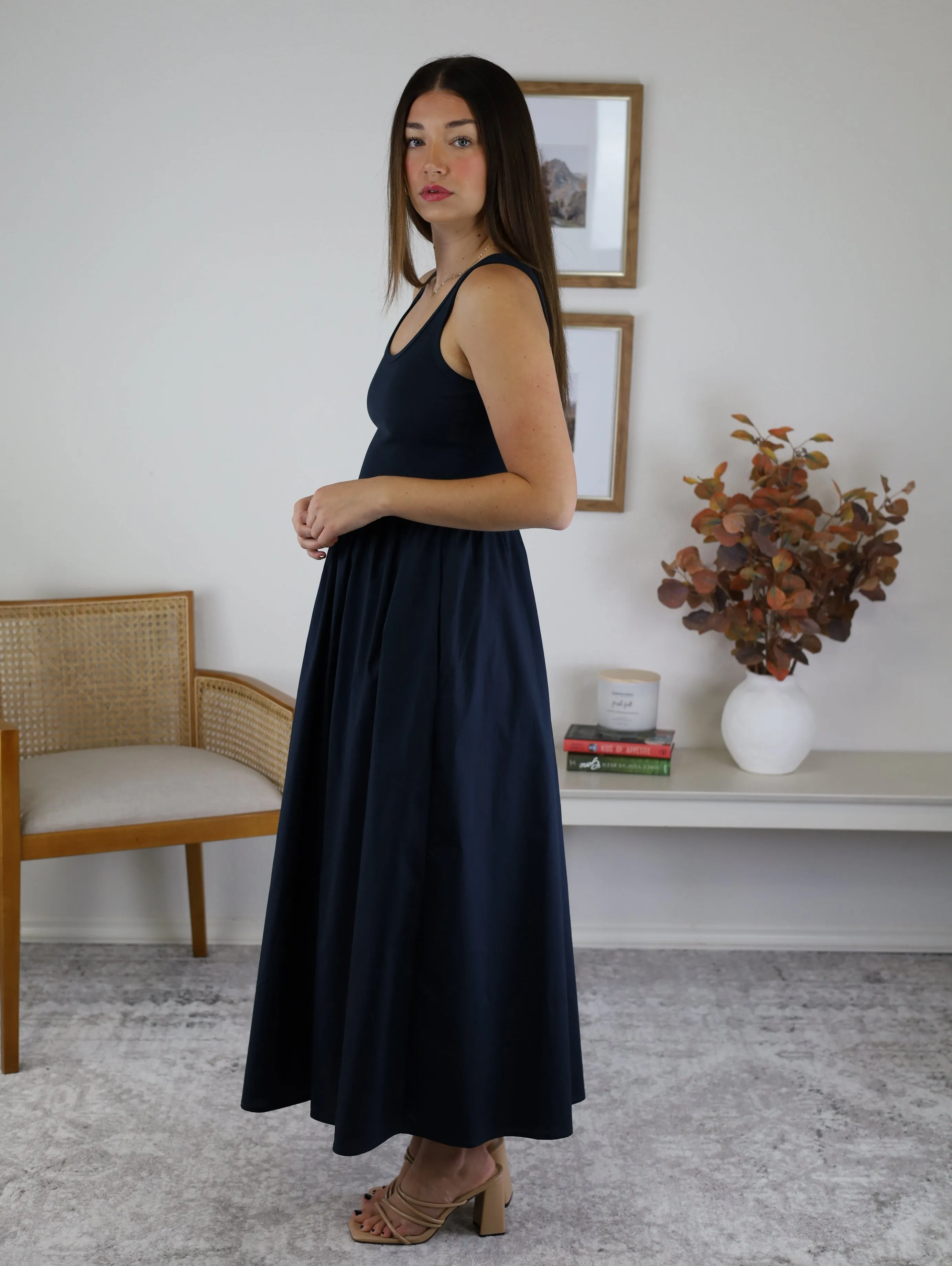 Midnight Flare Midi Dress