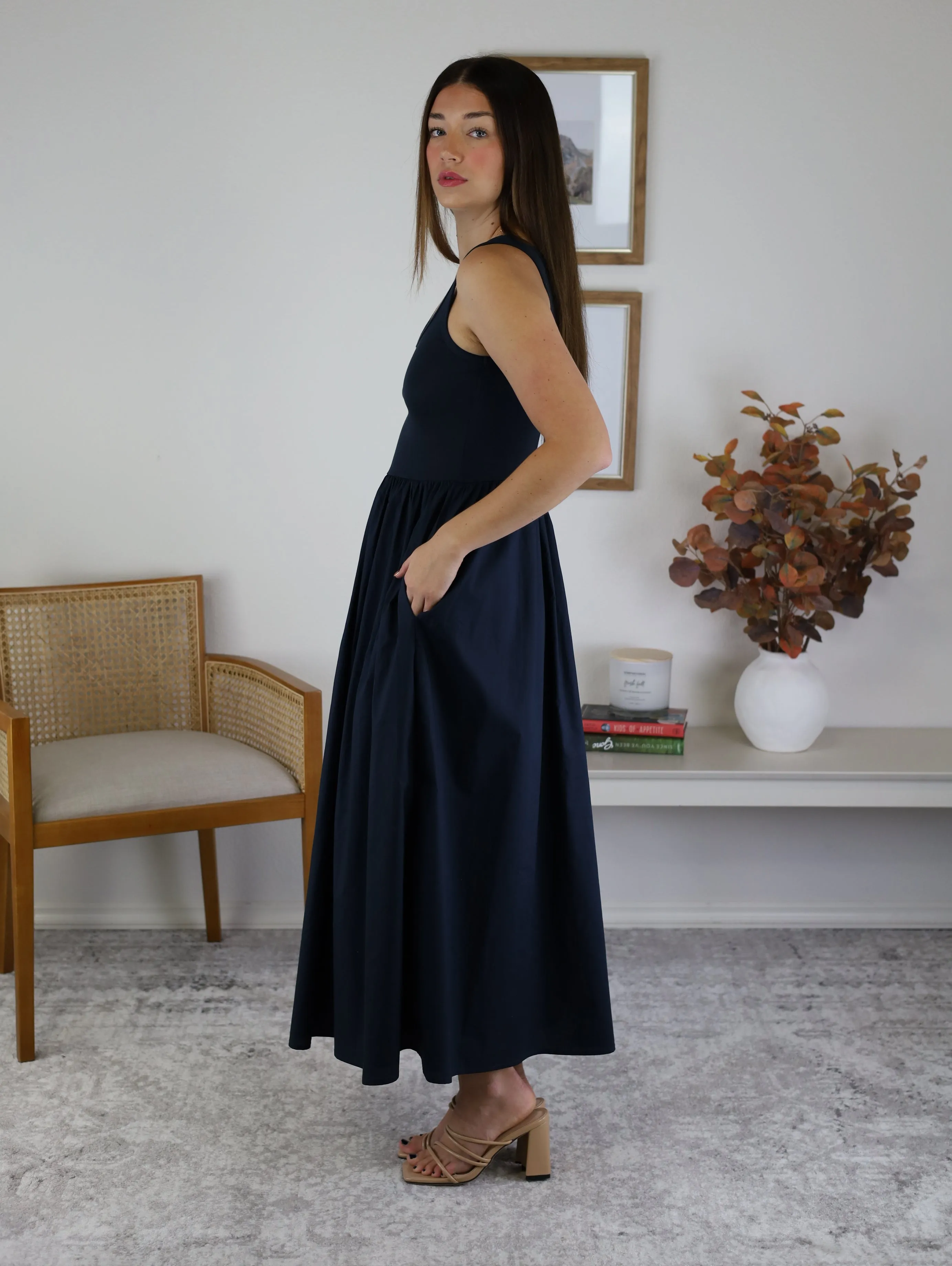 Midnight Flare Midi Dress