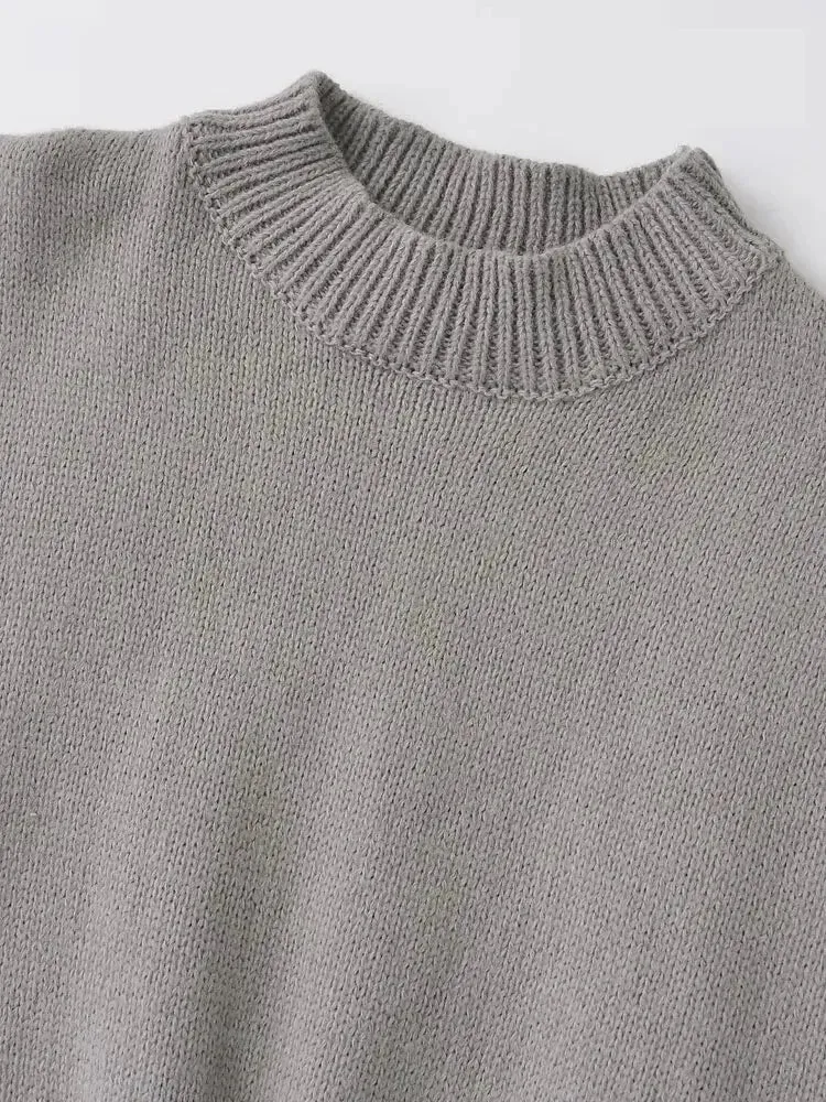 Minimalist High-Neck Sweater Gray Sleeveless Topper