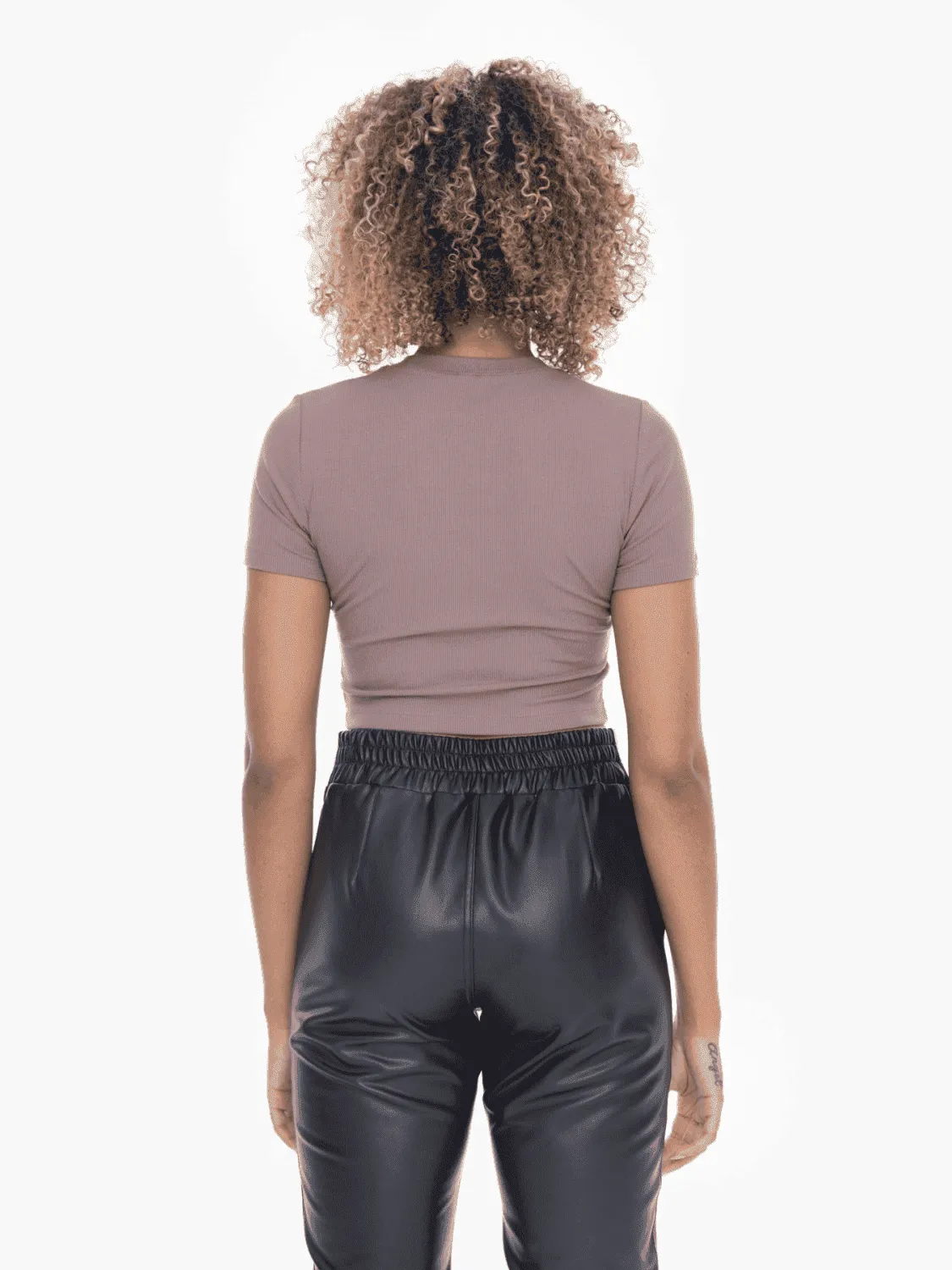 Mono B Micro-Ribbed Cropped Top