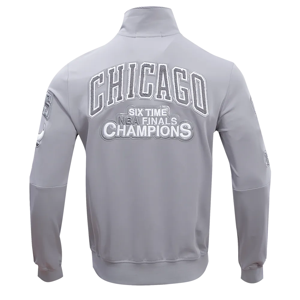 NBA CHICAGO BULLS POLY CTTN KNIT MEN'S TRACK JACKET (GRAY)