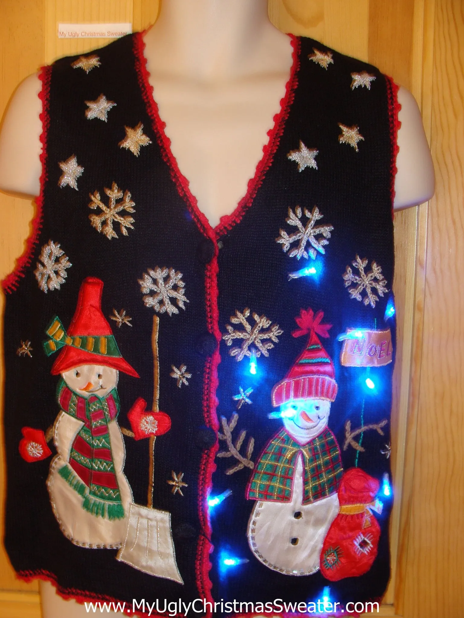 Need to Buy Christmas Sweaters? Cheesy Light Up Sweater Vest with Snowmen