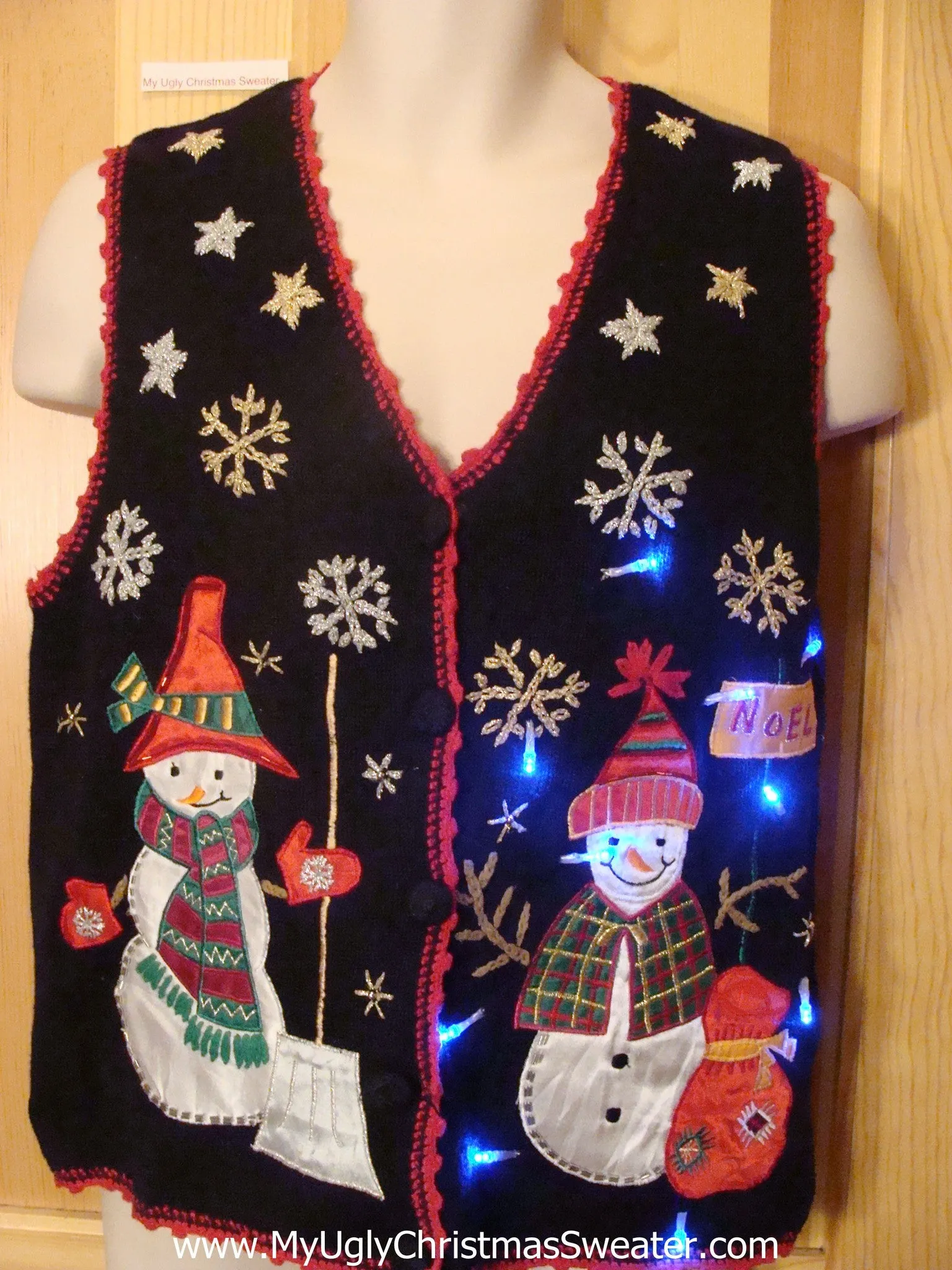 Need to Buy Christmas Sweaters? Cheesy Light Up Sweater Vest with Snowmen