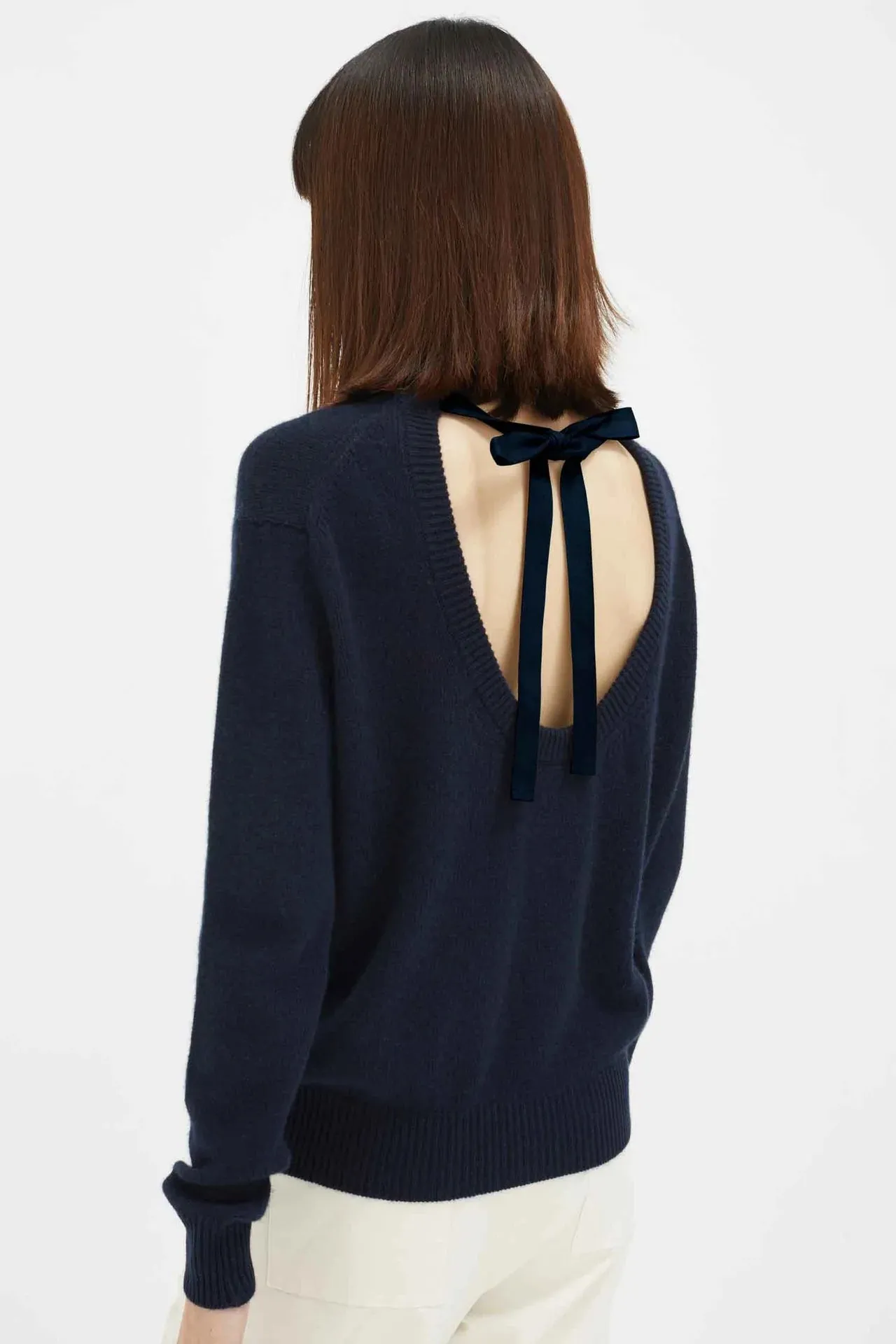 Open Back Sweater Navy