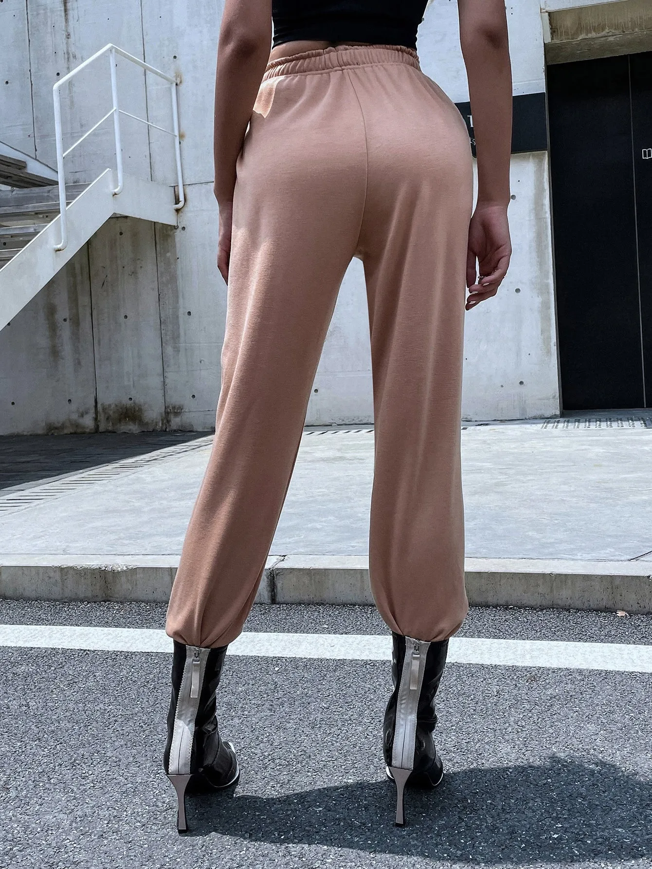 Plain High Waist Long Women Sweatpants