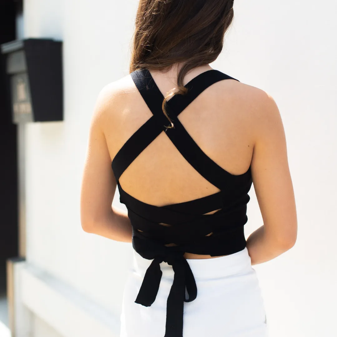 Ribbed Criss Cross Crop Top