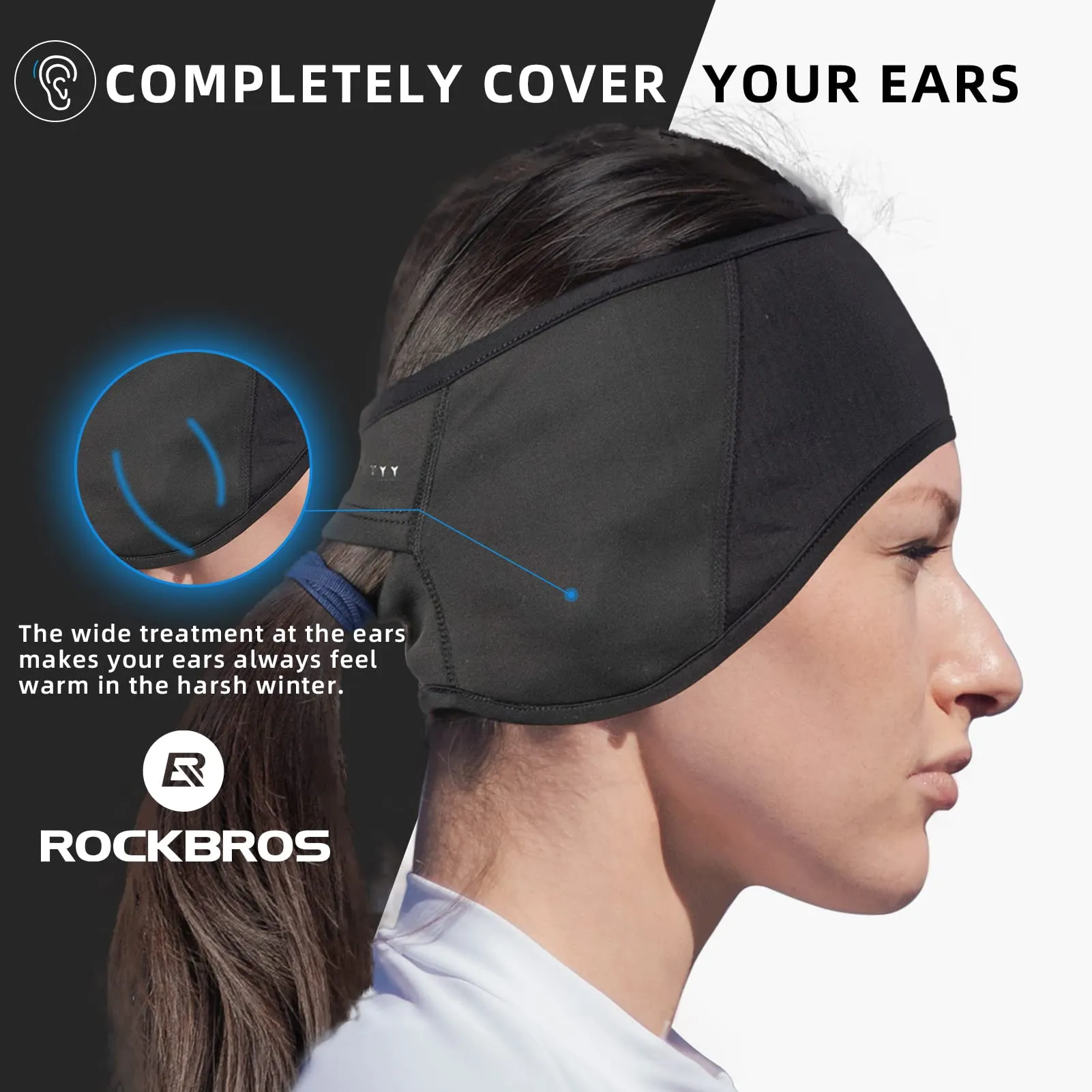 ROCKBROS Fleece Ear Warmers Headband for Men & Women, Warm Ear Cover