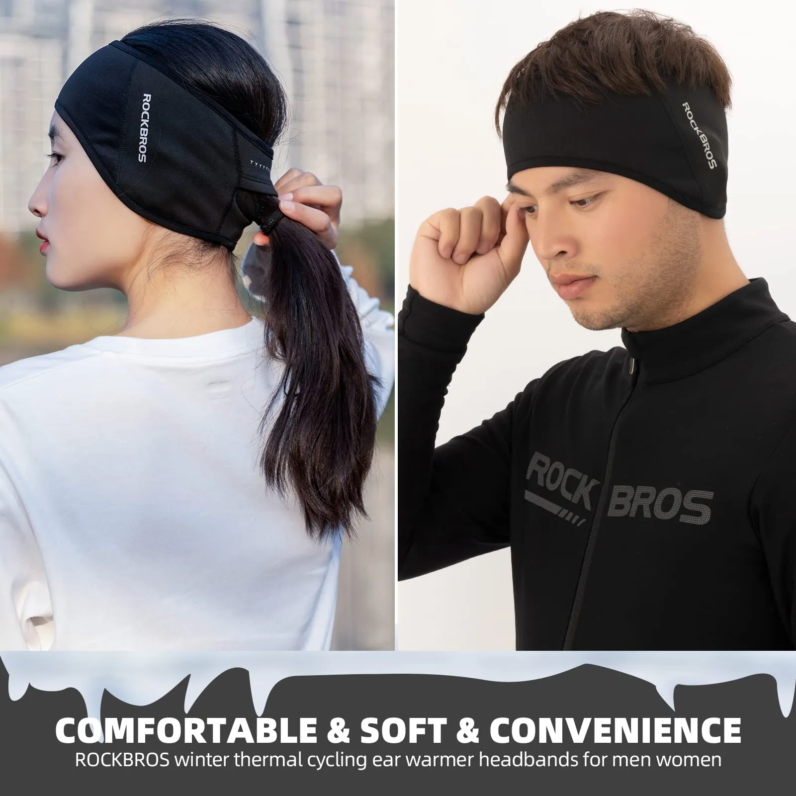 ROCKBROS Fleece Ear Warmers Headband for Men & Women, Warm Ear Cover