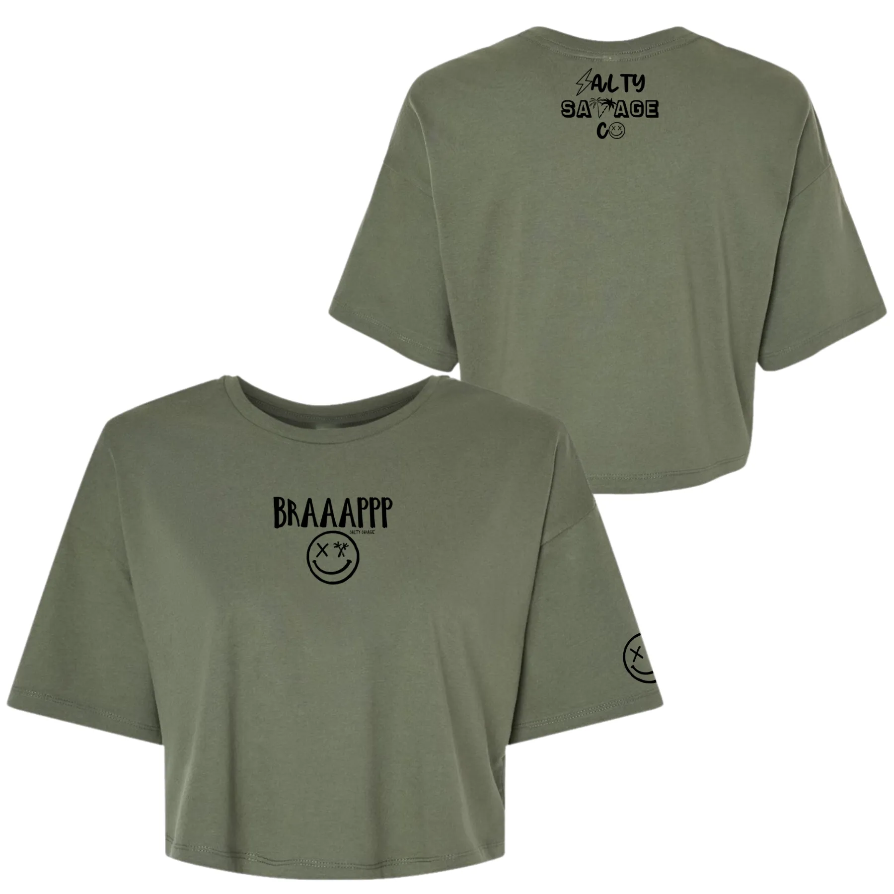 Salty Savage Ladies "BRAAAPPP" Performance Crop Tee | Micro