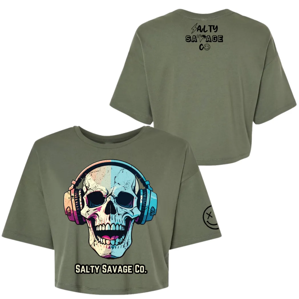 Salty Savage Ladies "Dead Beats" Performance Crop Tee