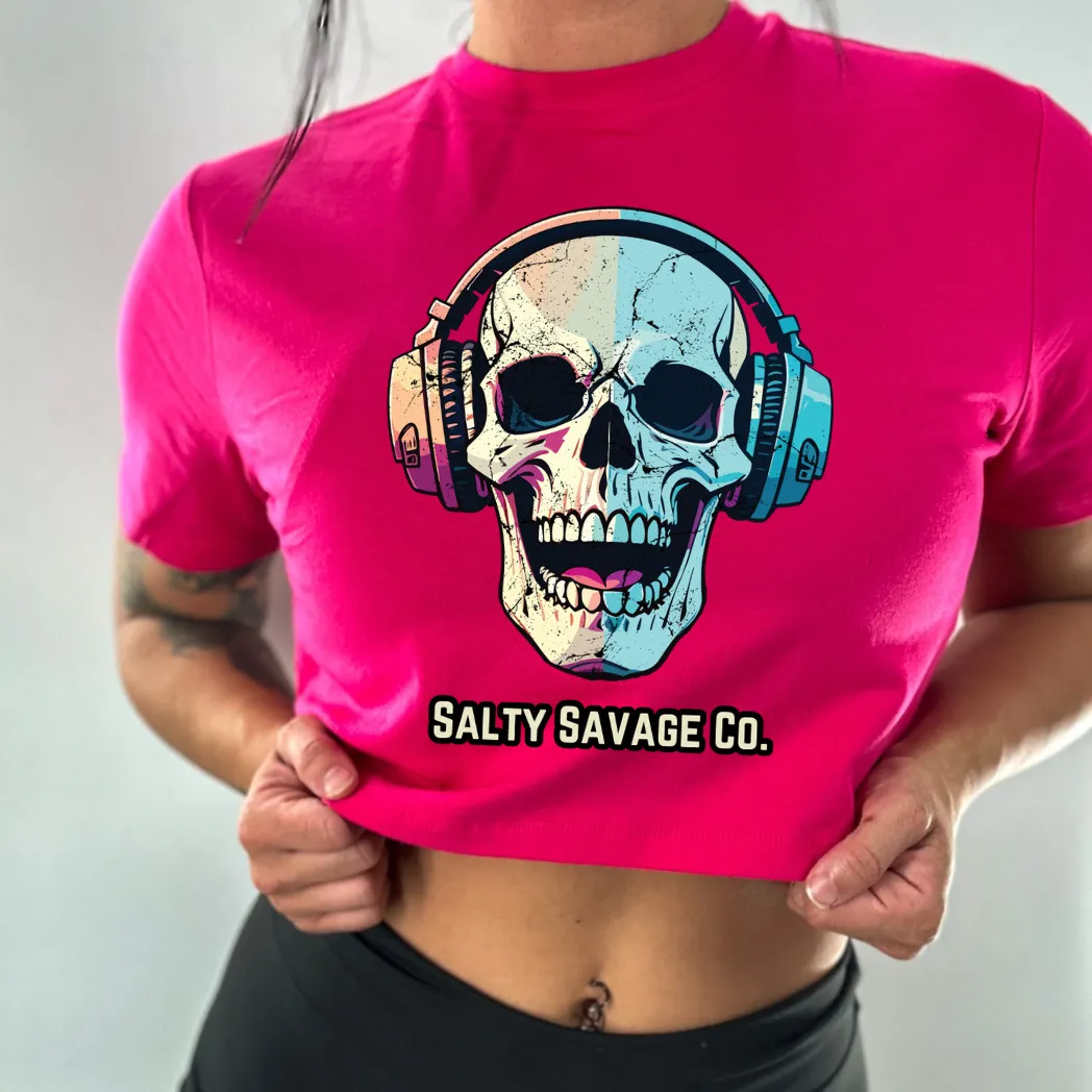 Salty Savage Ladies "Dead Beats" Performance Crop Tee