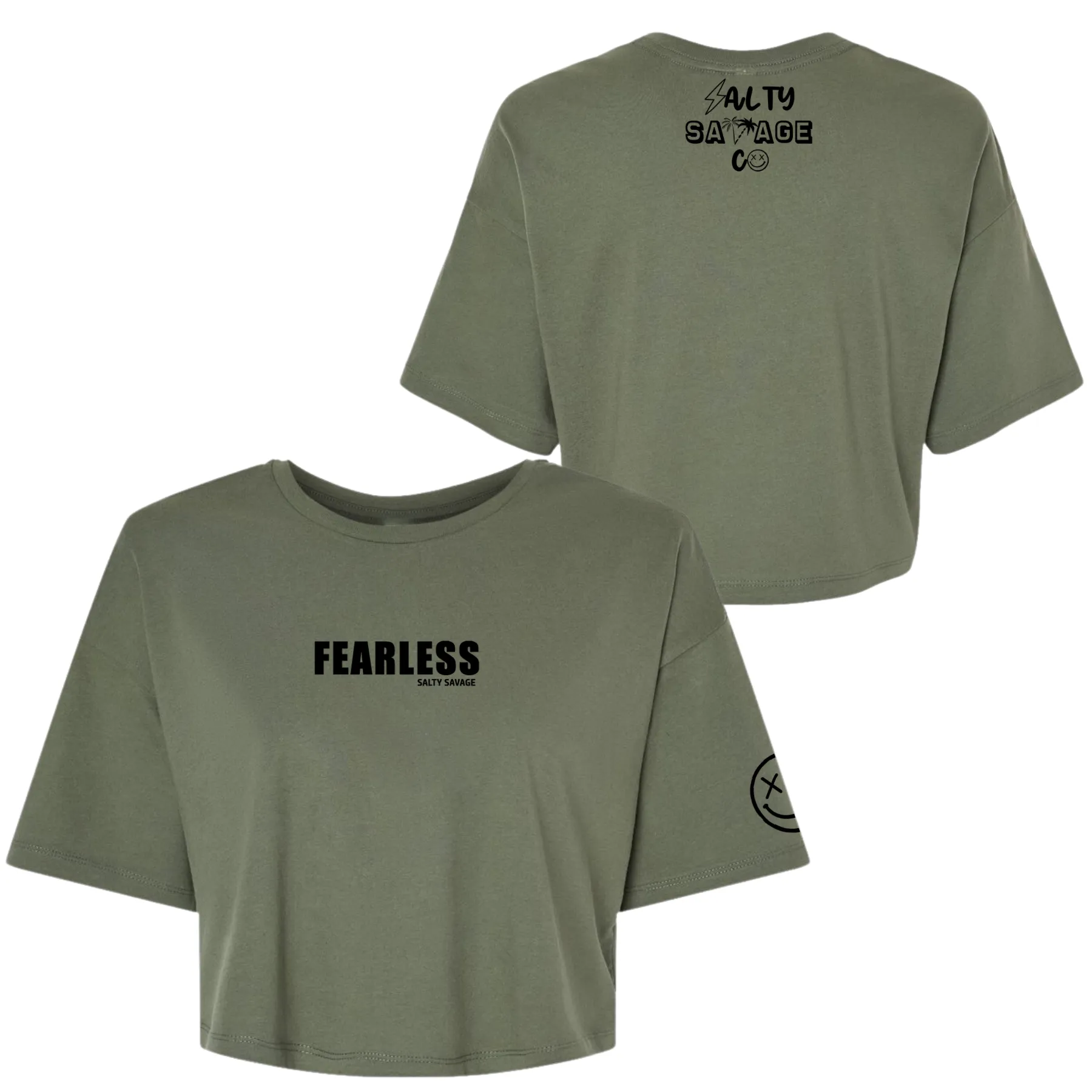 Salty Savage Ladies "FEARLESS" Performance Crop Tee | Micro