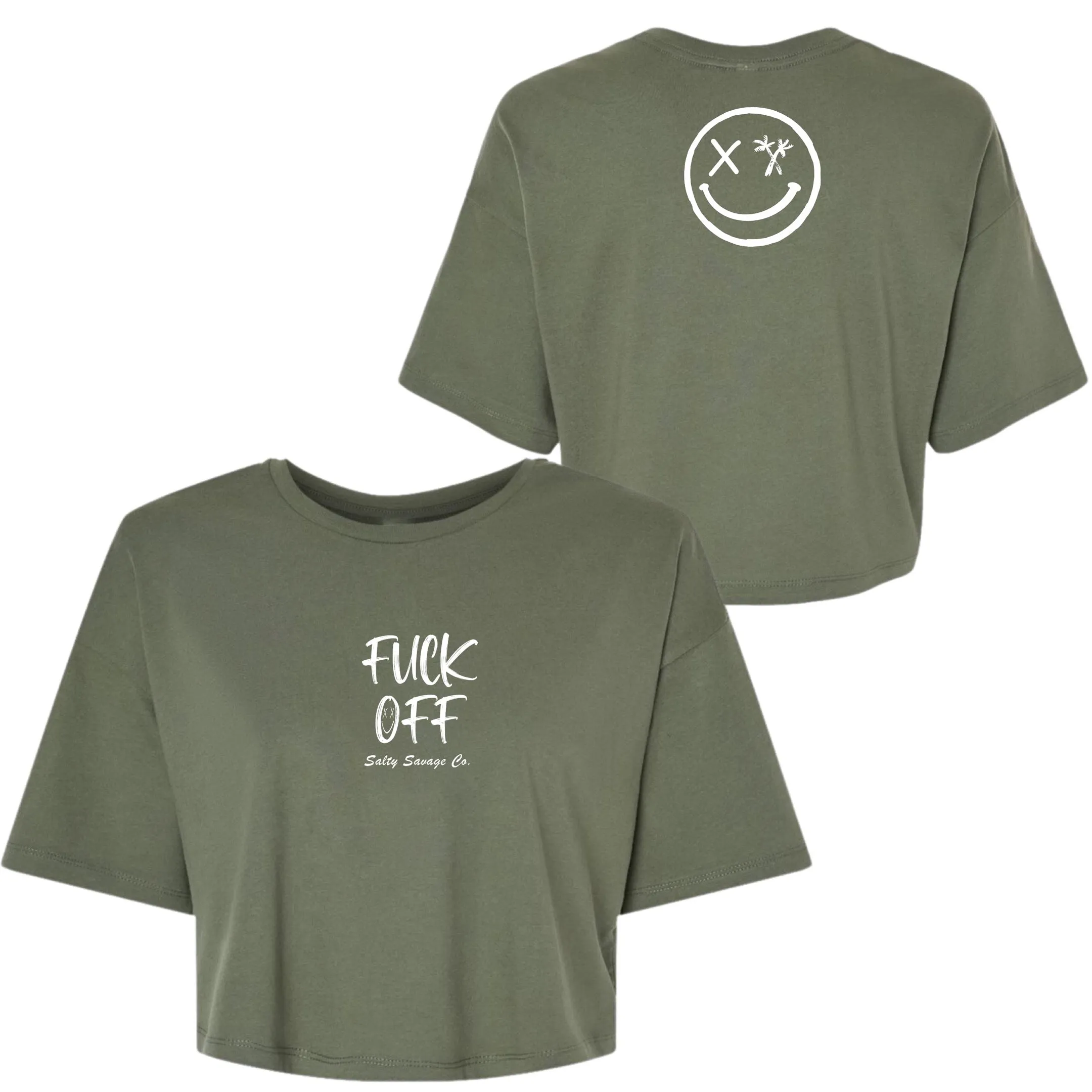 Salty Savage Ladies "Fuck Off" Performance Crop Tee | Micro