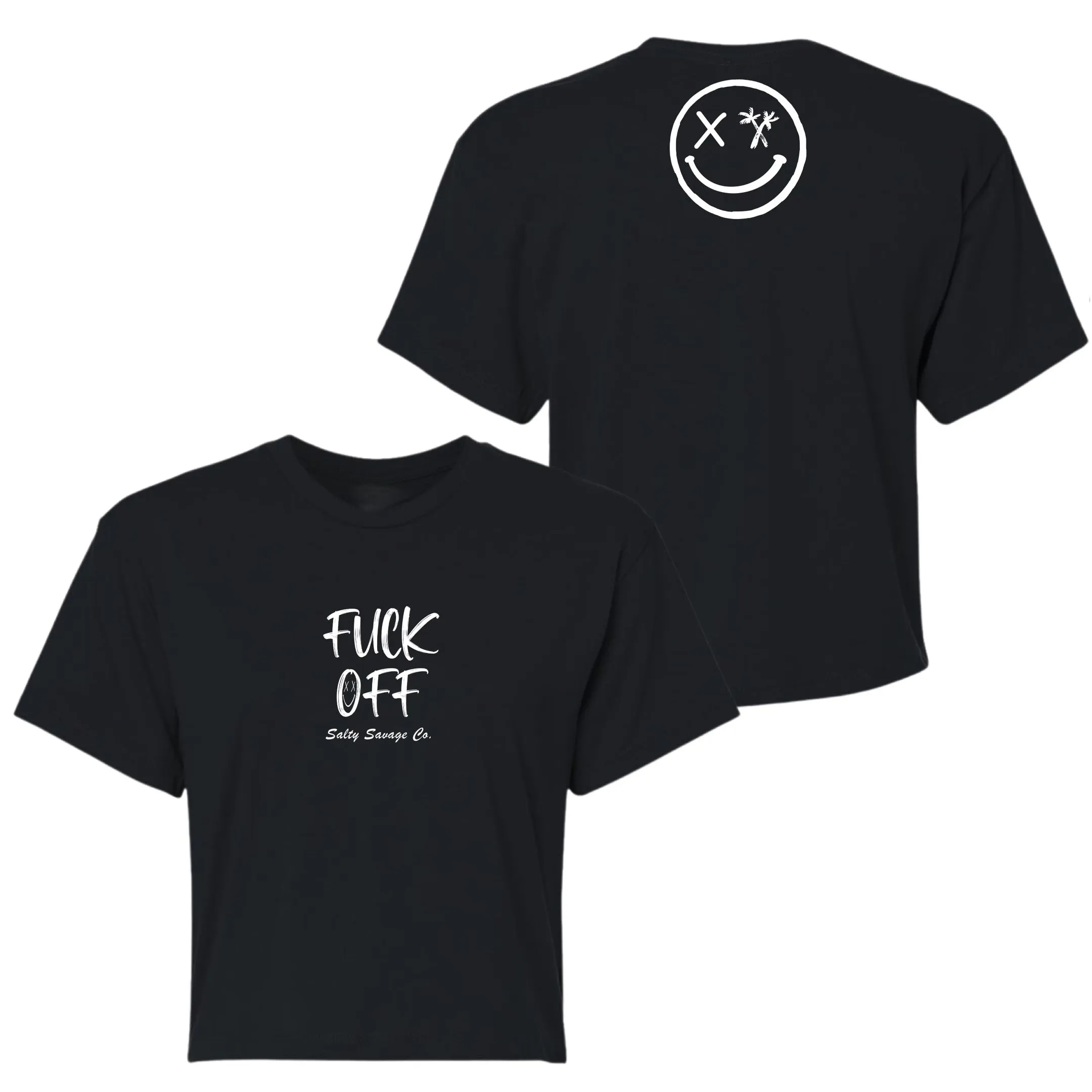 Salty Savage Ladies "Fuck Off" Performance Crop Tee | Micro