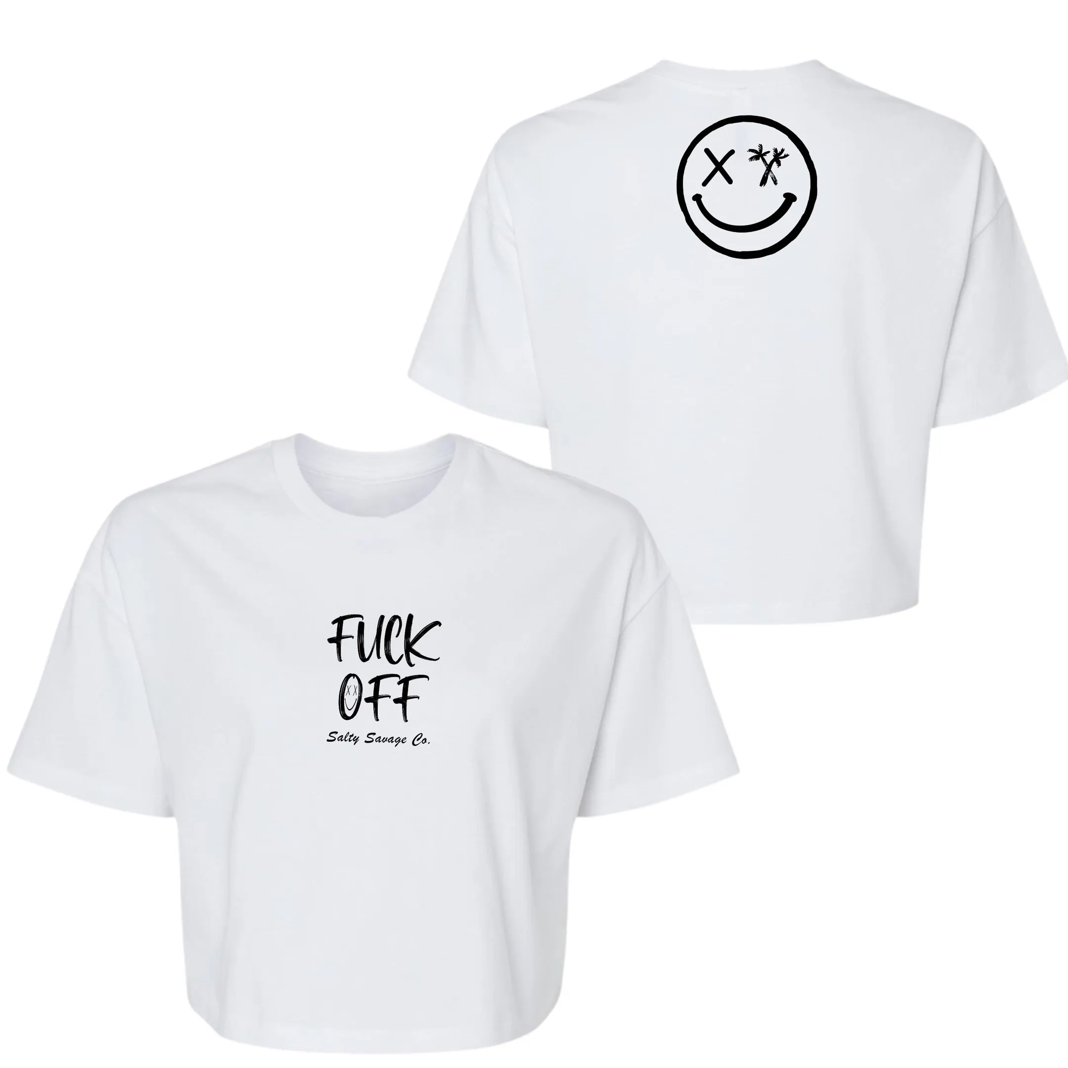 Salty Savage Ladies "Fuck Off" Performance Crop Tee | Micro