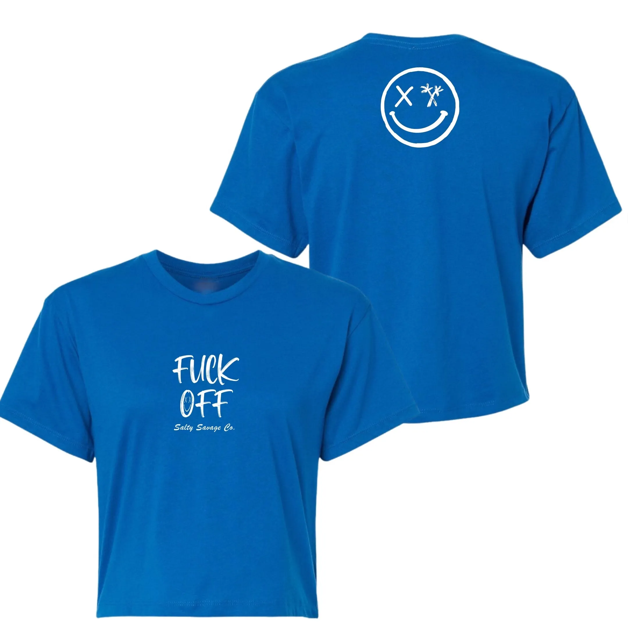 Salty Savage Ladies "Fuck Off" Performance Crop Tee | Micro