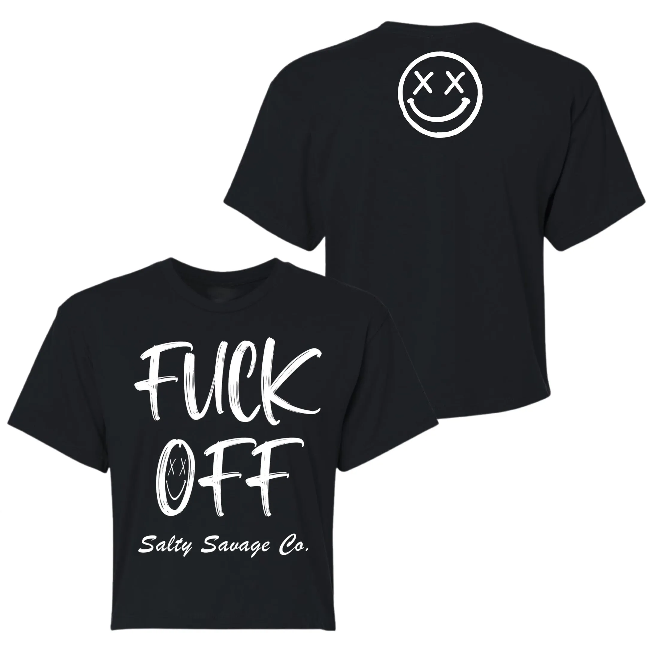 Salty Savage Ladies "FUCK OFF" Performance Crop Tee