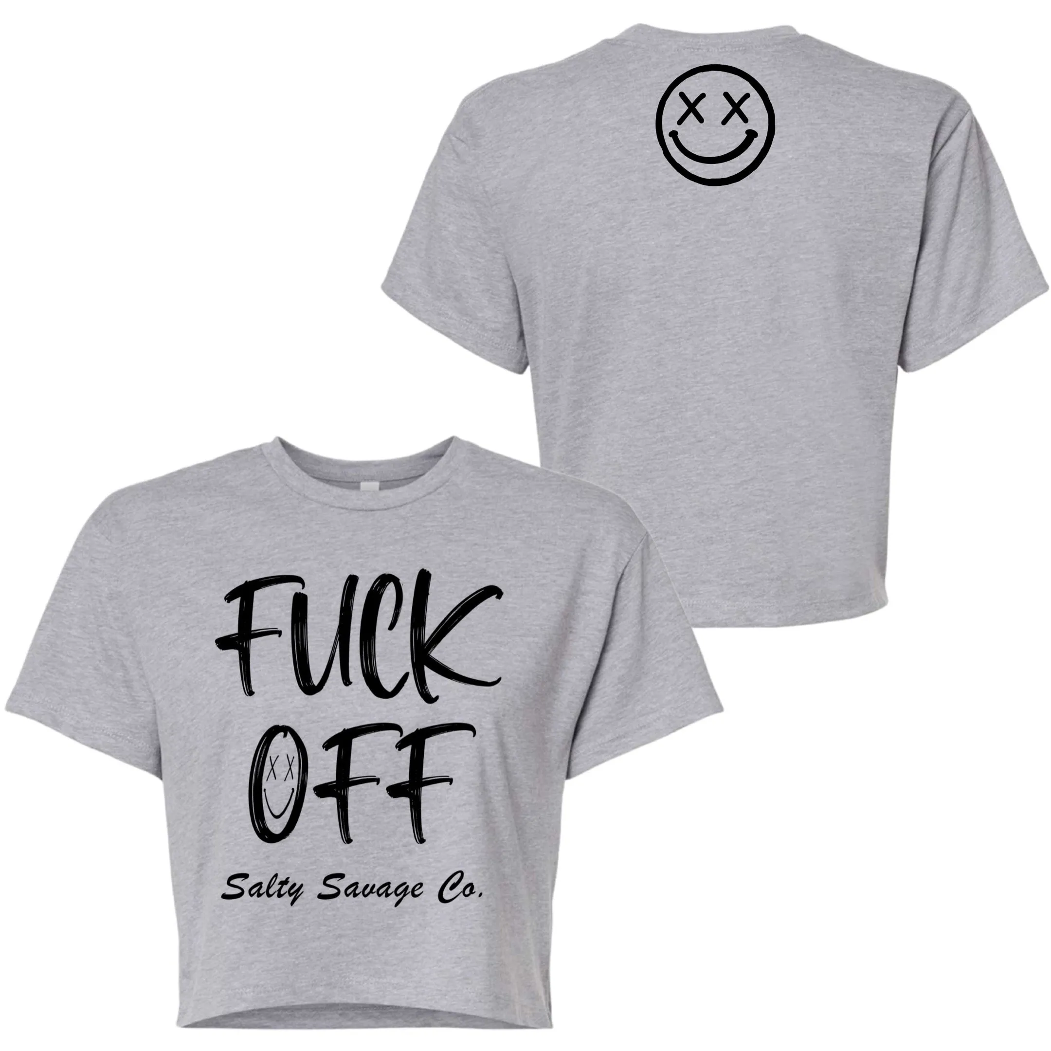 Salty Savage Ladies "FUCK OFF" Performance Crop Tee