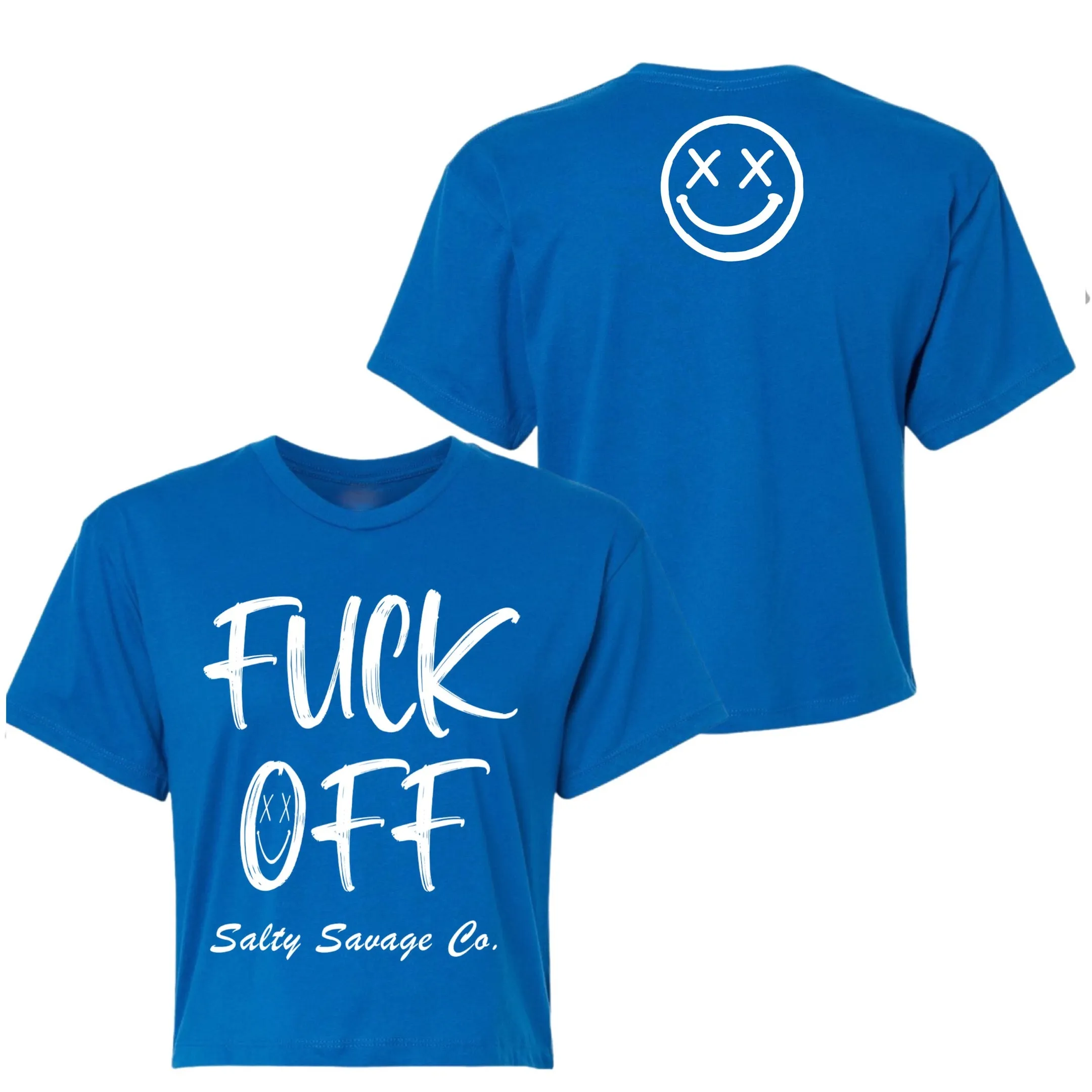 Salty Savage Ladies "FUCK OFF" Performance Crop Tee