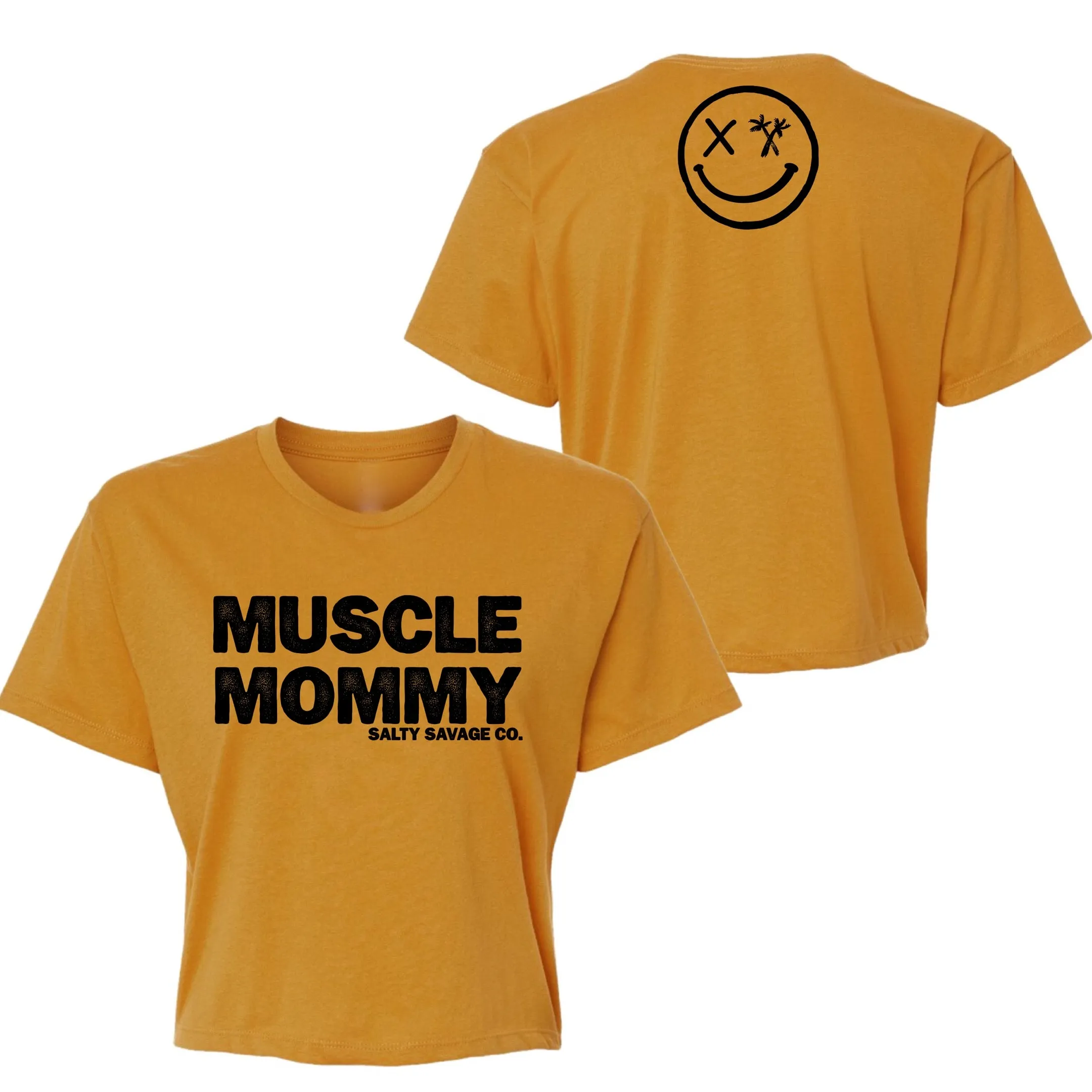 Salty Savage Ladies "MUSCLE MOMMY" Performance Crop Tee