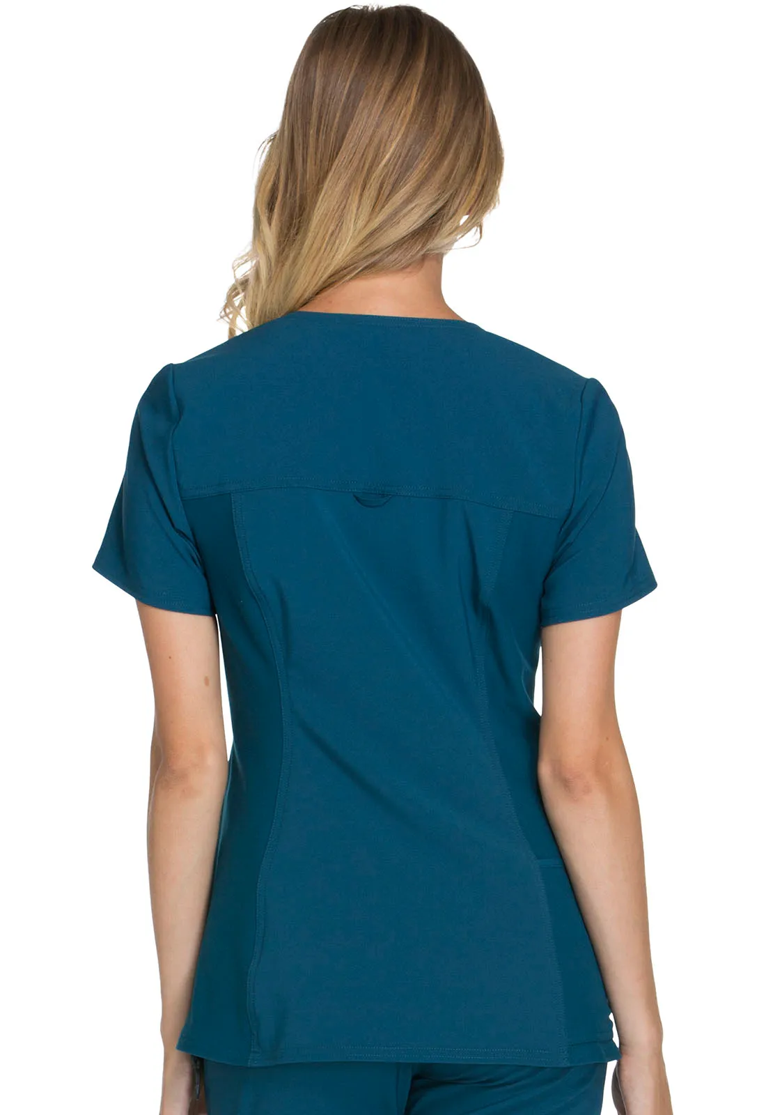 Scrub Top - Cherokee Women's iFlex V-Neck Knit Panel Top - Caribbean Blue, CK605