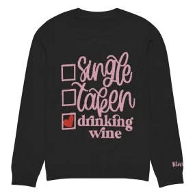 Single Taken Drinking Wine Personalized Knit Sweater