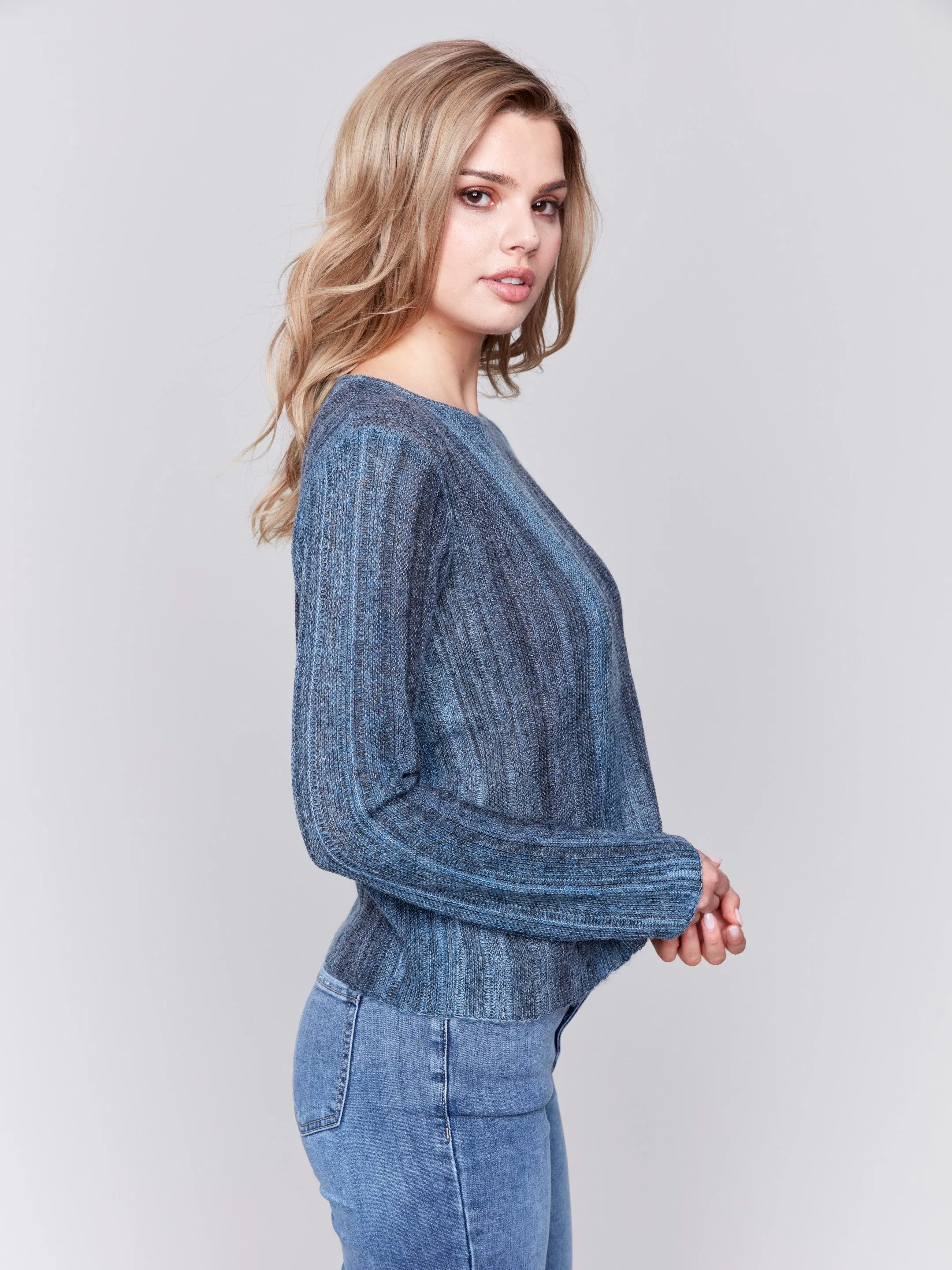 Space Dye Yarn Sweater - Denim