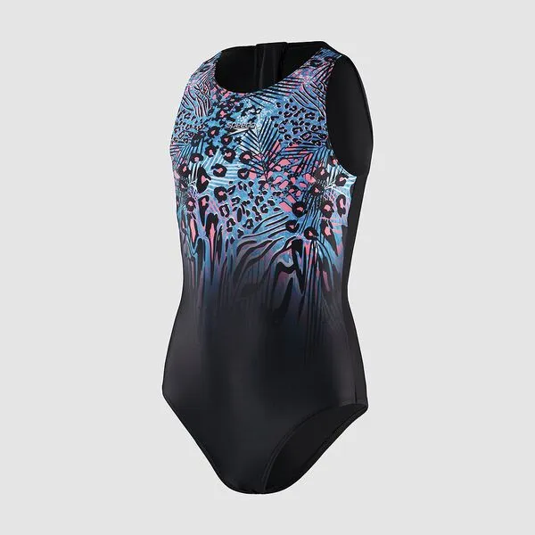 Speedo Girls Placement Hydrasuit One Piece - Black/Lapis/Pink