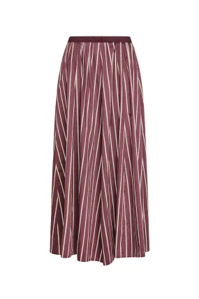 Stripe Satin Midi Skirt