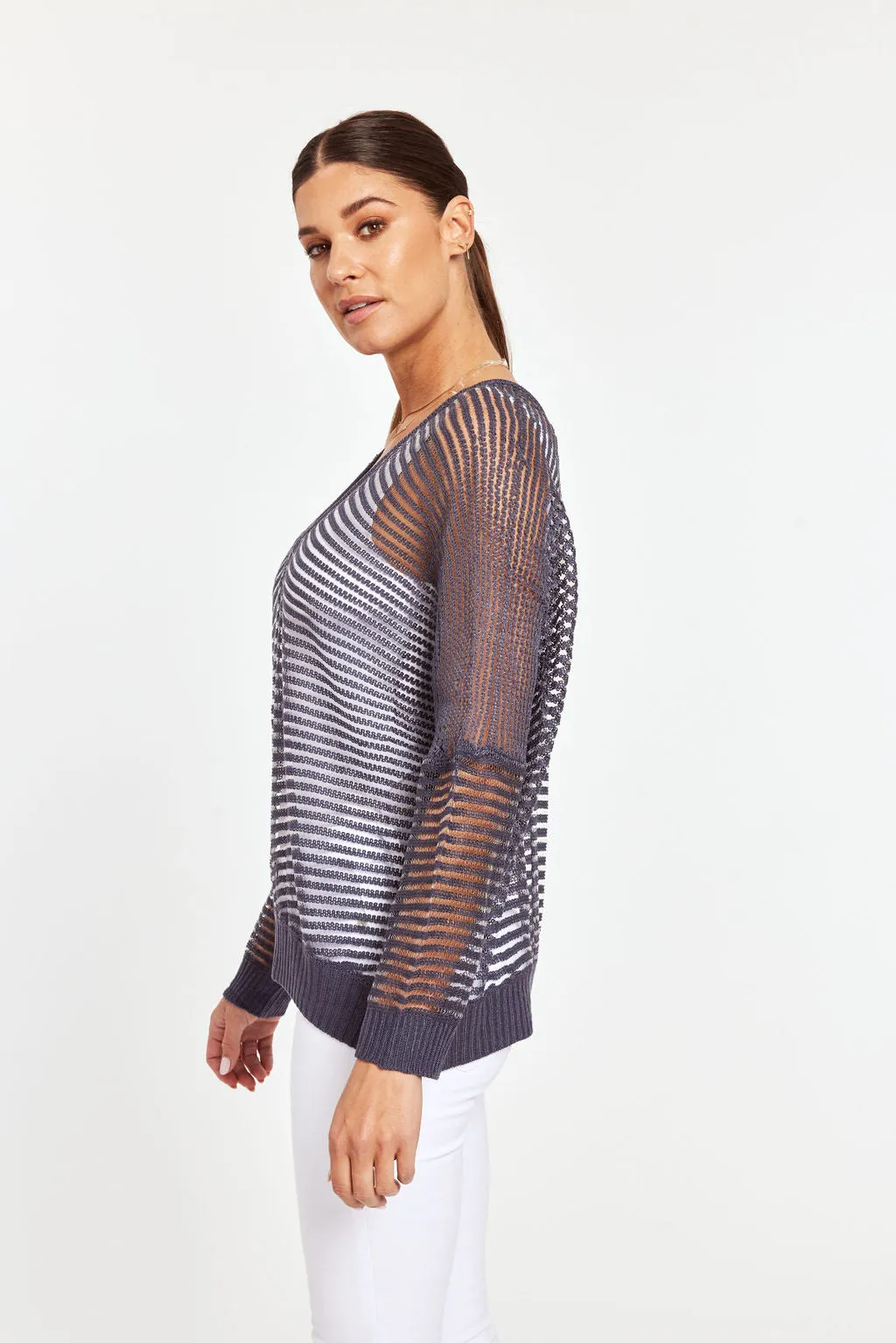 Striped Sheer Knit Top