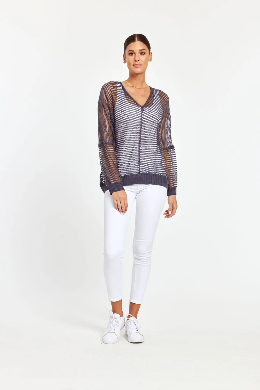 Striped Sheer Knit Top