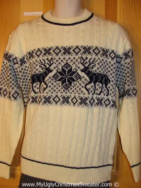 Tacky Vintage Dueling Reindeer Cheesy Holiday Sweater (f1102)