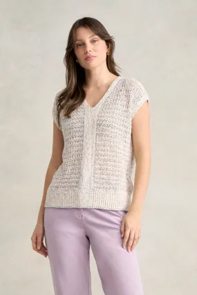 Tape Yarn Knit Top - Cream Multi Fleck