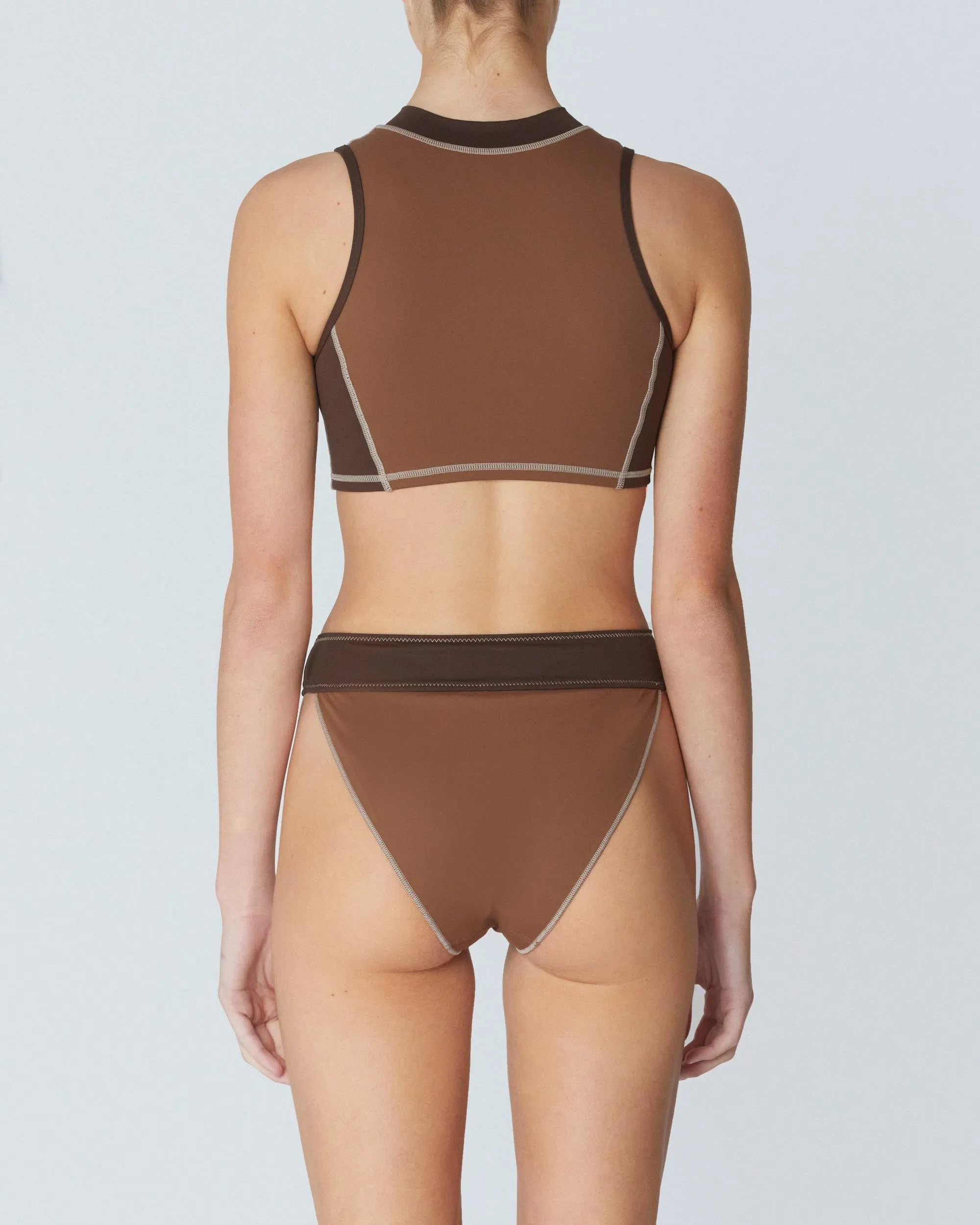 The Contour Zip Crop - Tortoise