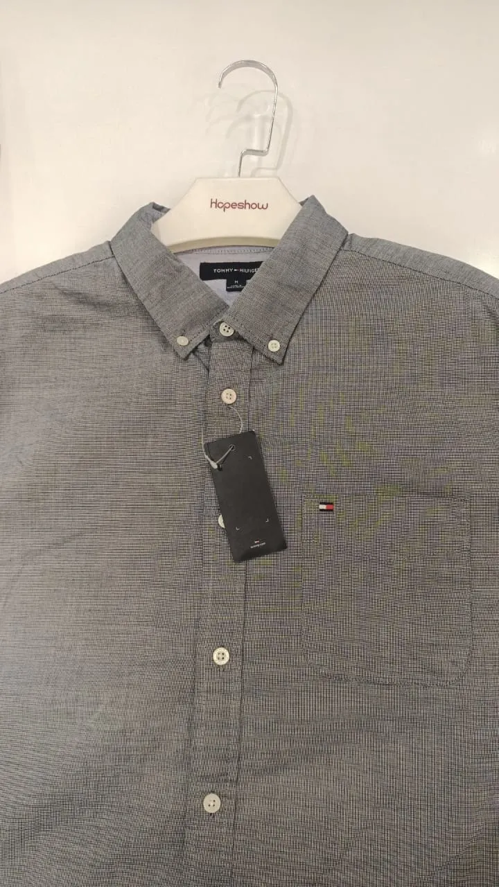 TOMMY HILFIGER CUSTOM FIT ESSENTIAL  SHIRT Gray