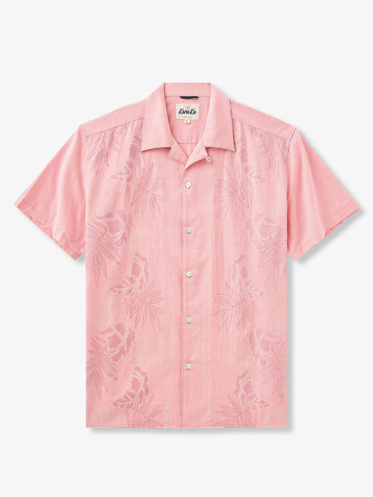 Tropical Blossom Pink Cotton Camp Shirt