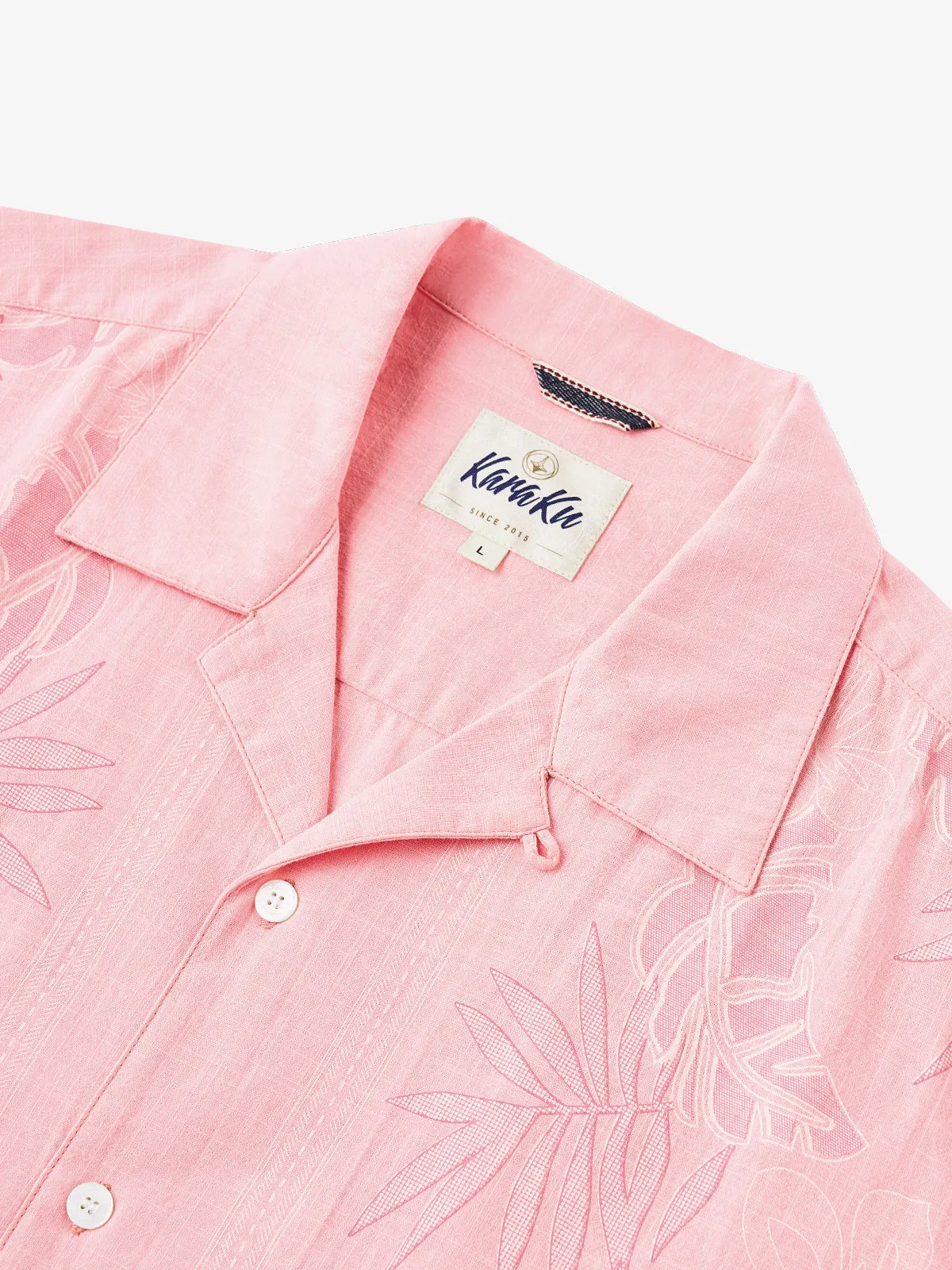 Tropical Blossom Pink Cotton Camp Shirt