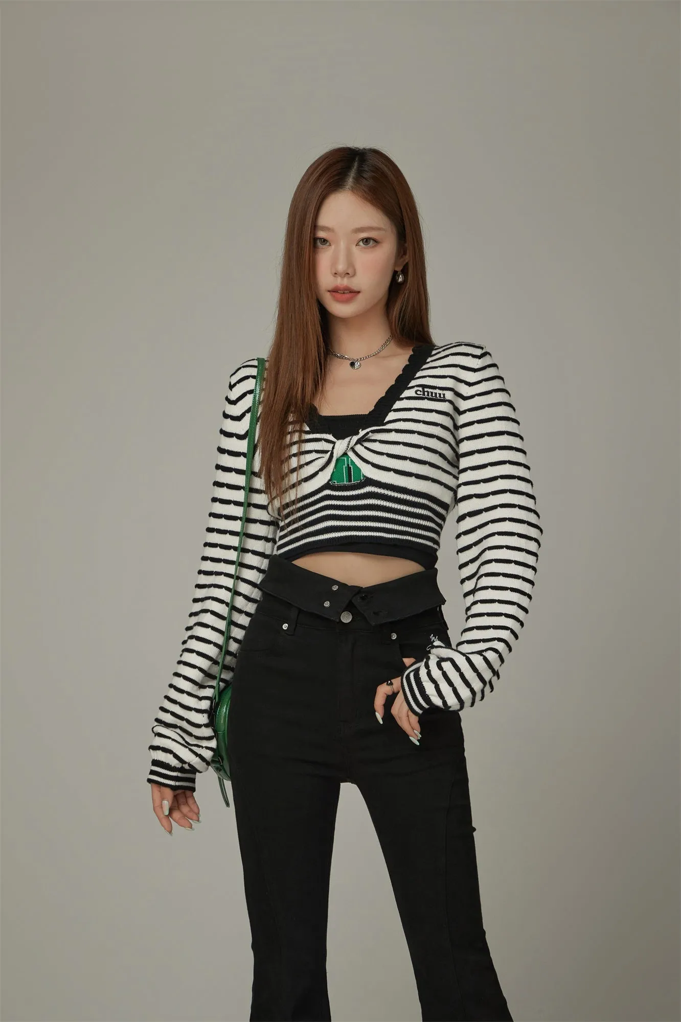 Twist Stripe Knit Crop Top