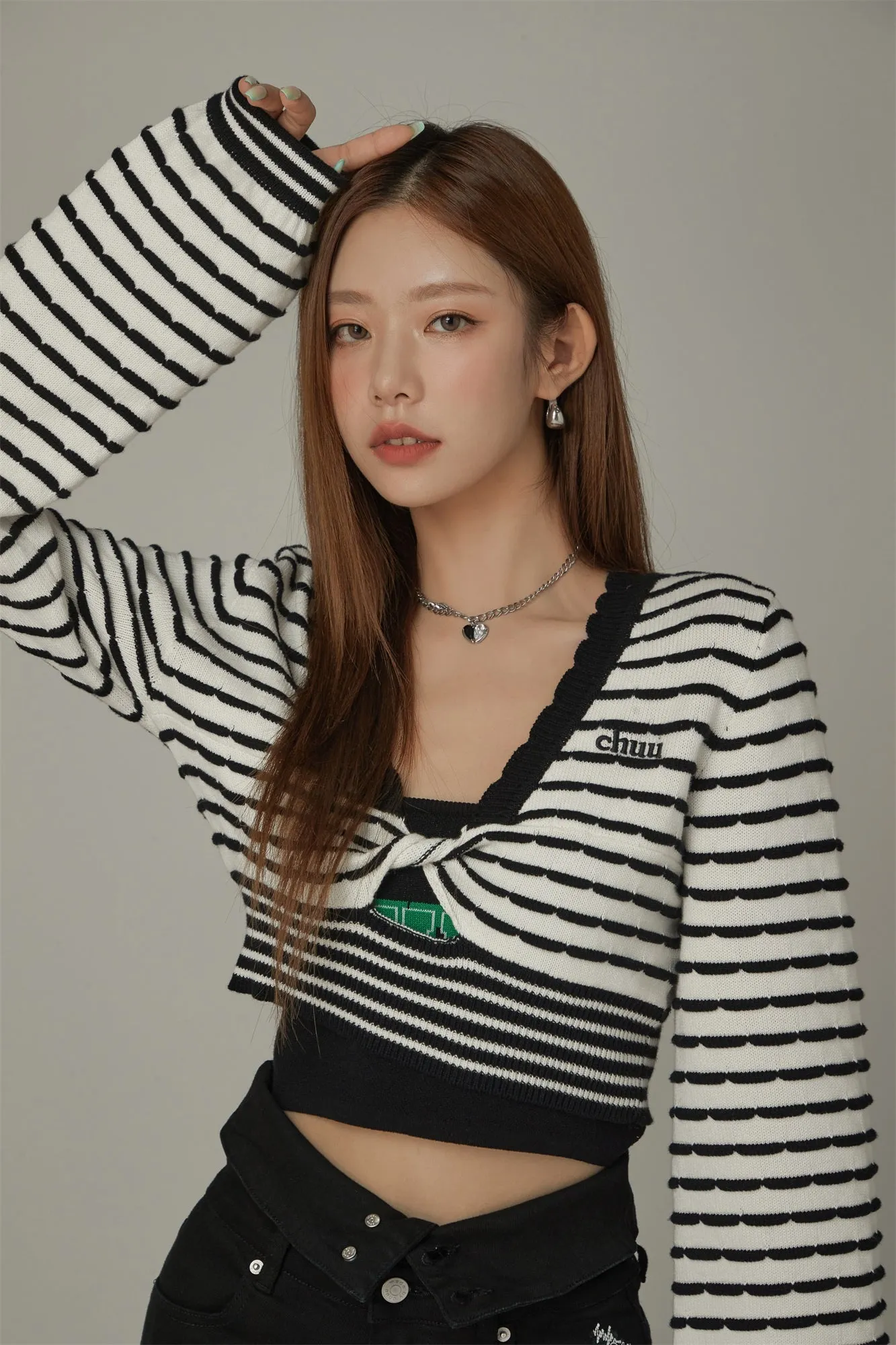 Twist Stripe Knit Crop Top