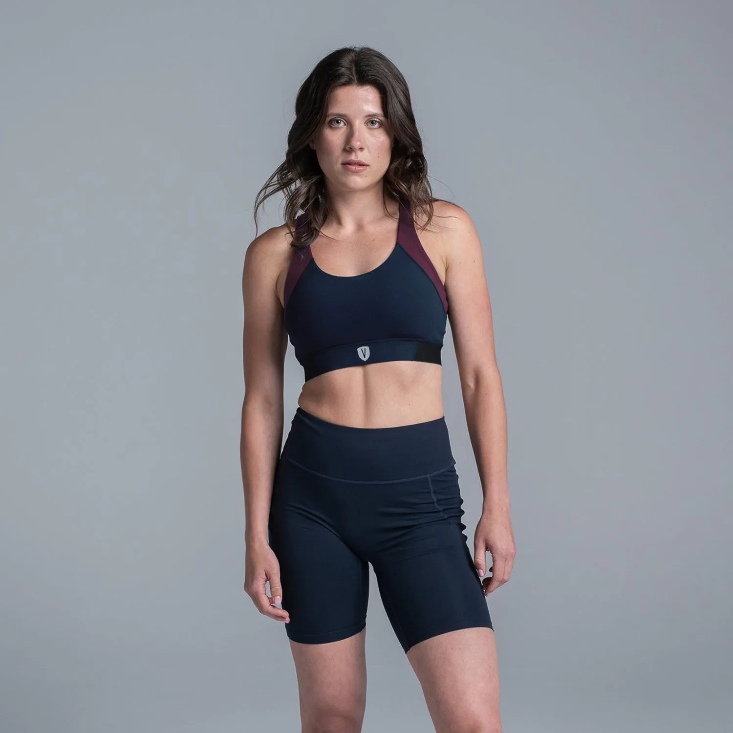 Valour Active Dash Crop Top - Ink/Burgundy