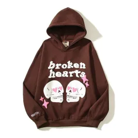 Vintage Broken Heart Skull Star Print Y2K Kawaii Style Hoodie For women