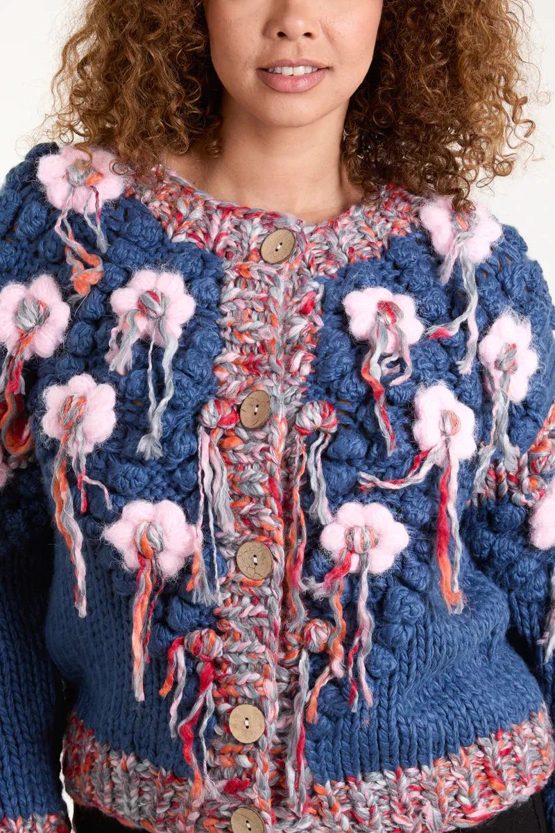 Wild Flower Chunky Flower Knit Cardigan