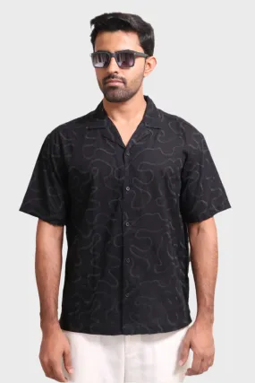 XKIND BLACK EMBROIDERED RELAXED FIT SHIRT